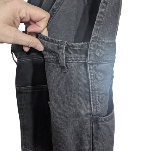 🖤 WE THE FREE Ziggy Denim Overalls – XL – Washed Black Straight Leg - Picture 8 of 11